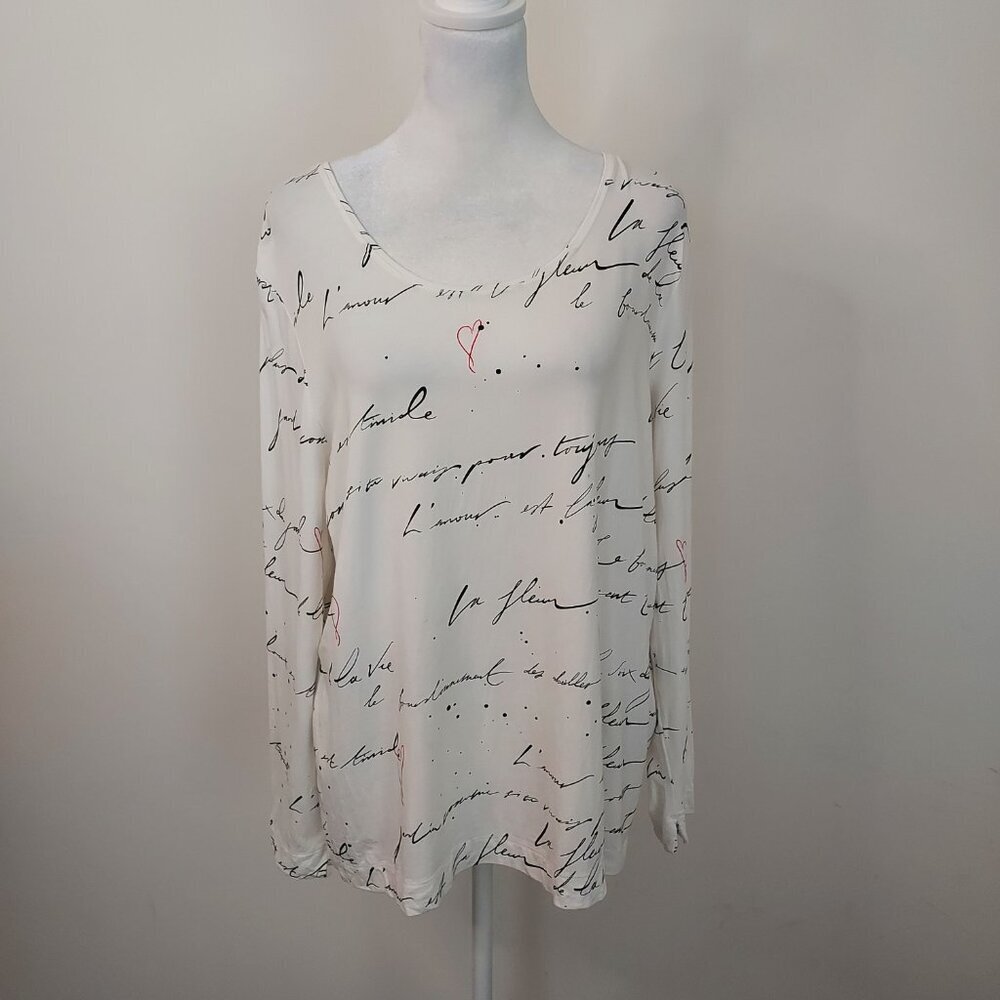 Chico's Script Print Layering Long Sleeve Tee Size Large - Picture 8 of 8